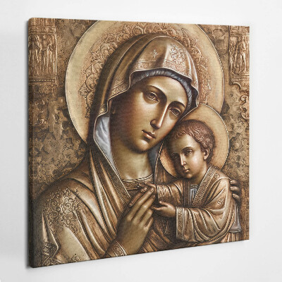 Obraz na płótnie Płaskorzeźba Matki Boskiej z Jezusem