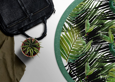 Modny winylowy dywan okrągły egzotyczne liście