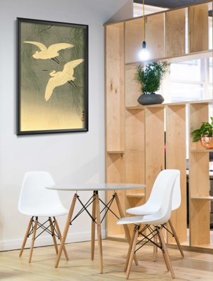 Plakat w stylu retro Żurawie autorstwa Ohary Koson