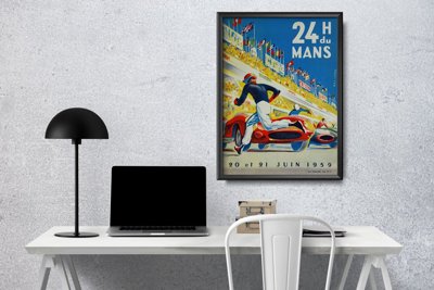 Plakat w stylu retro Beligond h du mans