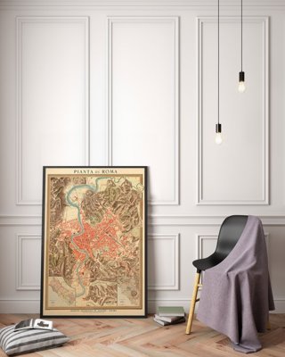 Plakat w stylu vintage Stara mapa Roma Włochy