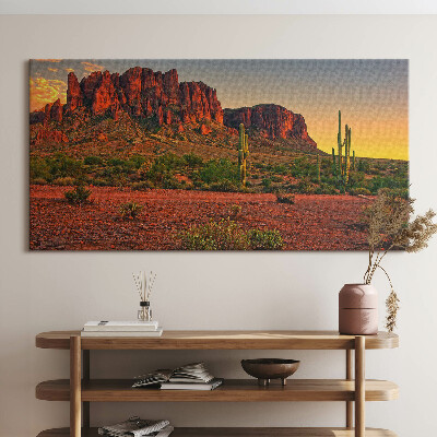 Obraz na płótnie 140x70 Zachód słońca z górą w Phoenix w Arizonie