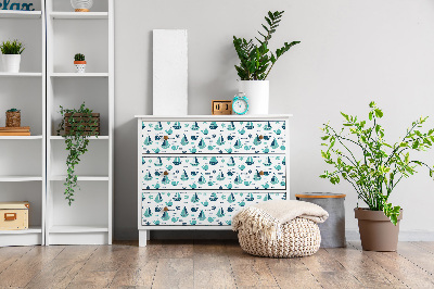 Okleina meblowa Wzór dziecięcy Statki Wieloryby