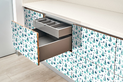 Okleina meblowa Wzór dziecięcy Statki Wieloryby
