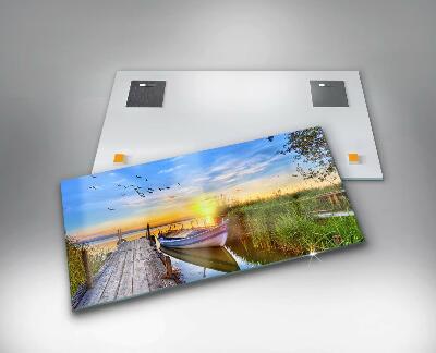 Obraz na szkle Widok na jezioro zachód słońca