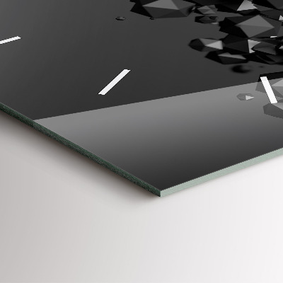 Zegar szklany 30x30 Czarny obraz abstrakcyjny