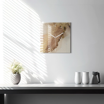 Zegar szklany 30x30 Beżowa sztuka nowoczesna