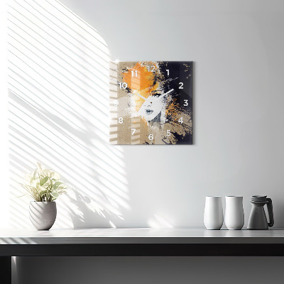 Zegar szklany 30x30 Abstrakcyjny portret kobiety