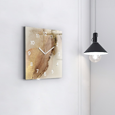 Zegar szklany 30x30 Beżowa sztuka nowoczesna