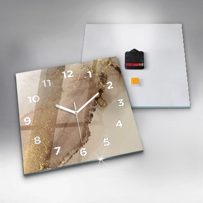 Zegar szklany 30x30 Beżowa sztuka nowoczesna