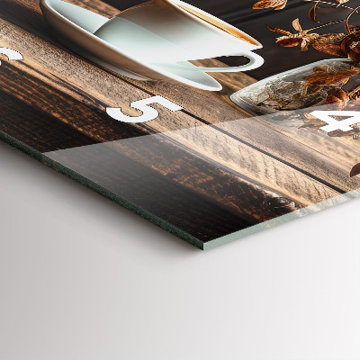 Zegar szklany 30x30 Kubek parującej kawy