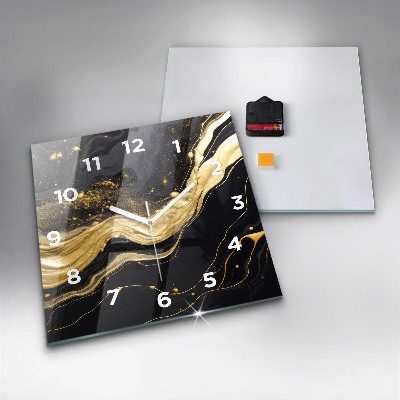 Zegar szklany 30x30 Marmur w odcieniu złota