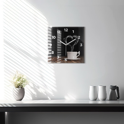 Zegar szklany 30x30 Kubek parującej kawy