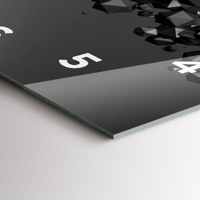 Zegar szklany 30x30 Czarny obraz abstrakcyjny