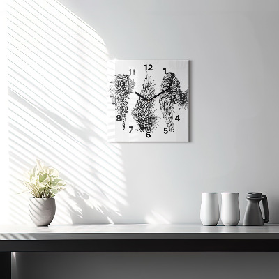 Zegar szklany 30x30 Anioł skrzydła