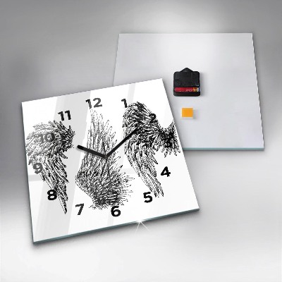 Zegar szklany 30x30 Anioł skrzydła
