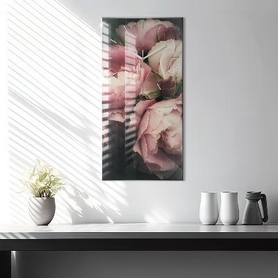 Zegar szklany 30x60 Bukiet róż