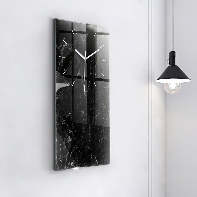 Zegar szklany 30x60 Czarny marmur