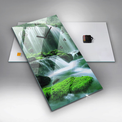 Zegar szklany 30x60 Mchy porastające wodospad