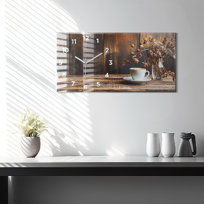 Zegar szklany 60x30 Kawa