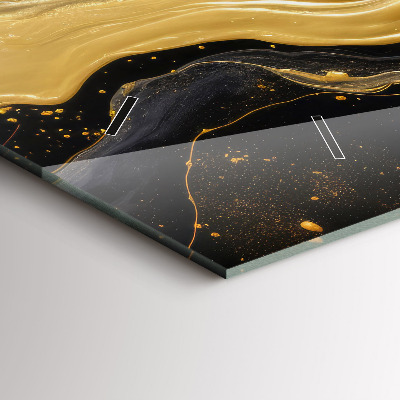 Zegar szklany 60x30 Złoty marmur