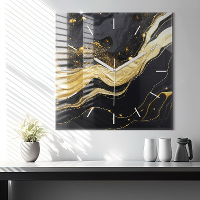 Zegar szklany 60x60 Marmur w odcieniu złota