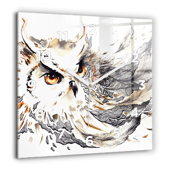 Zegar szklany 60x60 Sowa symbolizująca mądrość