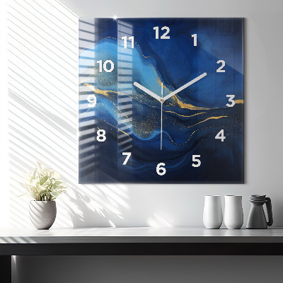 Zegar szklany 60x60 Marmur w kolorze niebieskim