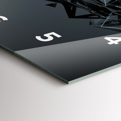 Zegar szklany 60x60 Czarna kompozycja abstrakcyjna