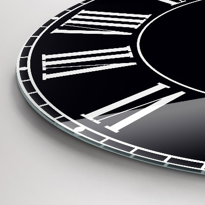 Zegar szklany fi30 Czarne rzymskie cyfry