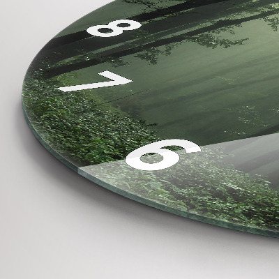 Zegar szklany fi30 Mglisty poranek w lesie