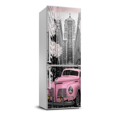 Tapeta samoprzylepna na lodówkę Różowe auto